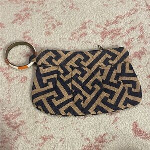 Mud Pie Geometric Patterned Wristlet with Metal Ring
